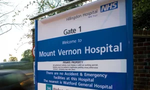 Sign for Mount Vernon Hospital, discussed during my first surgery.